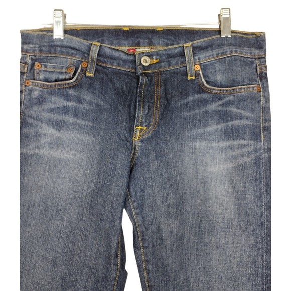 Lucky Brand Dungaree Sundown Women's Size 8 Denim Blue Jeans Wide Leg Mid Rise - Picture 2 of 9